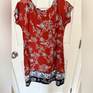 J. Jill Red and White Patterned Dress